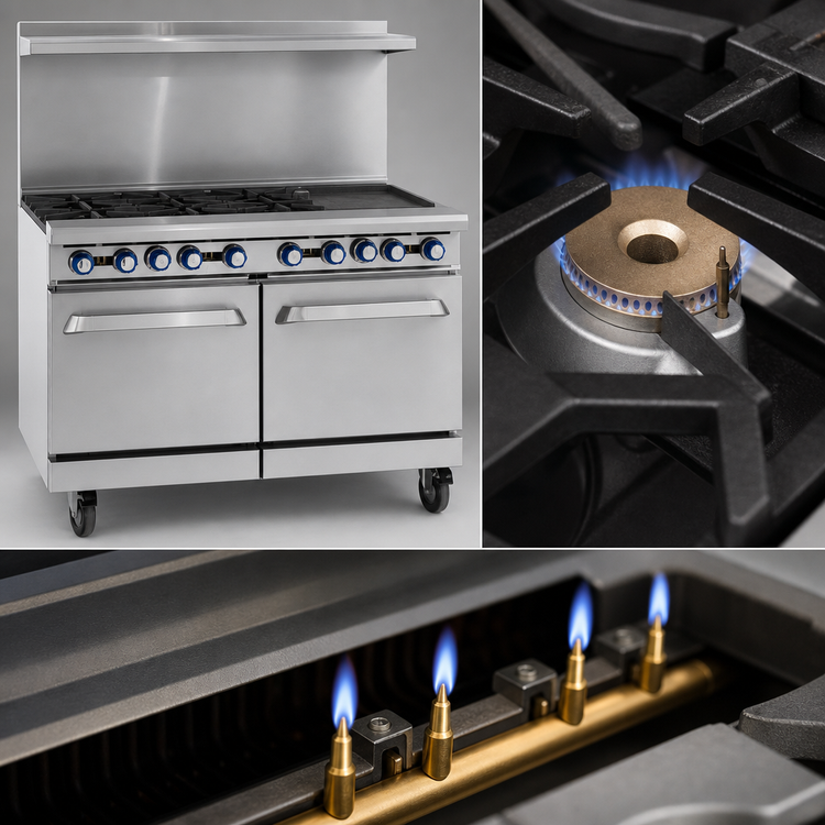 Product image #4 for Imperial Pro Series 48 Inch Gas Restaurant Range with 4 Open Burners, 24 Inch Griddle, and 2 Space Saver Ovens