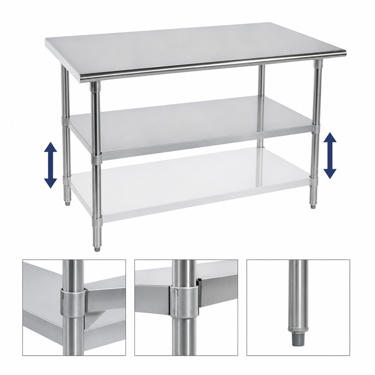 Product image #4 for Advance Tabco 108-Inch x 30-Inch Stainless Steel Flat Top Work Table with Undershelf