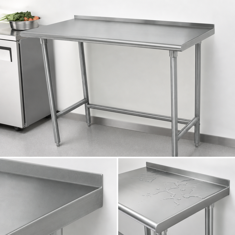 Product image #4 for Advance Tabco Special Value Series 84"W x 30"D Open Base Work Table with 1-1/2" Rear Backsplash