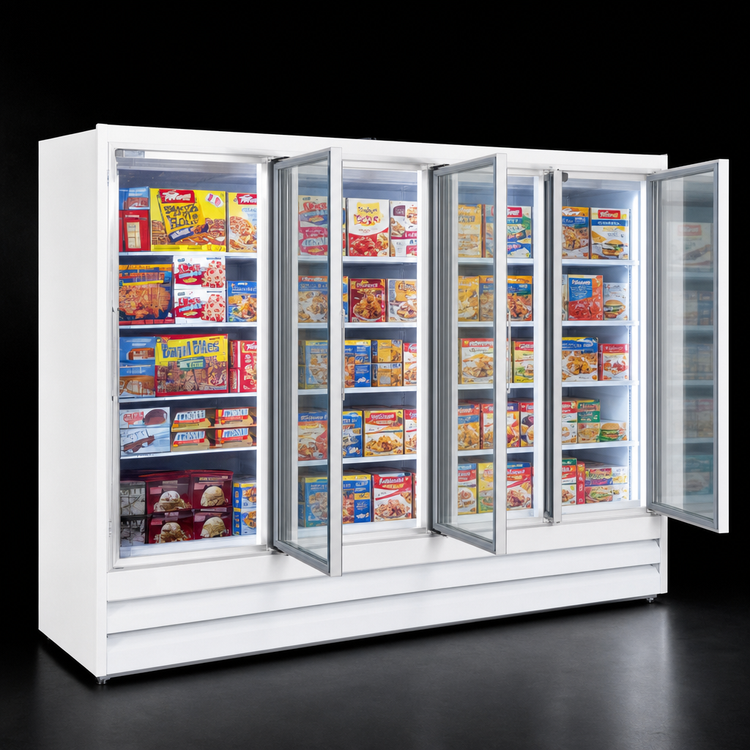 Product image #4 for Howard-McCray GR88BM 4-Section Glass Door Refrigerator Merchandiser, Bottom Mount, 88 Cu. Ft.