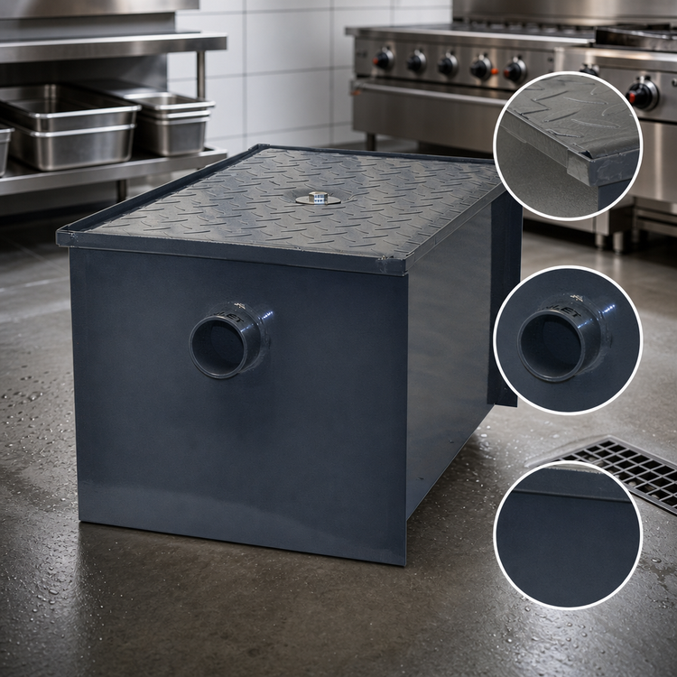 Product image #4 for BK Resources 14 lb Carbon Steel Grease Trap, 7 GPM