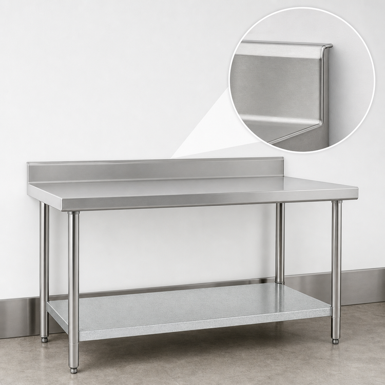 Product image #4 for Spec-Master Marine Series 108-Inch x 30-Inch Stainless Steel Work Table with 4-1/2-Inch Backsplash and Galvanized Undershelf
