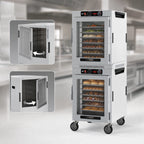 Thumbnail image #5 for Metro HotBlox™ HBCW16-AC-M Wide 16-Pan Stacked Dual-Cavity Mobile Heated Holding Cabinet, Analog Control, Clear Door