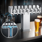 Thumbnail image #4 for Perlick Corporation 4006S12BPC Wide-Base 12-Faucet Glycol-Cooled Tee Beer Tower, Countertop, Polished Chrome