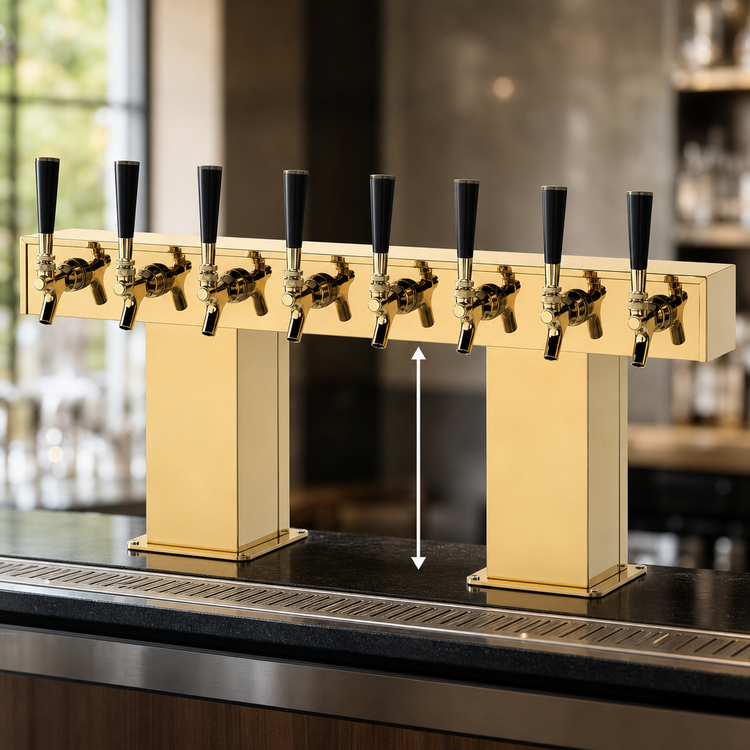 Product image #4 for Perlick Extra High 20-Faucet Countertop Bridge Tee Glycol-Cooled Draft Beer Tower, Tarnish-Free Brass Finish