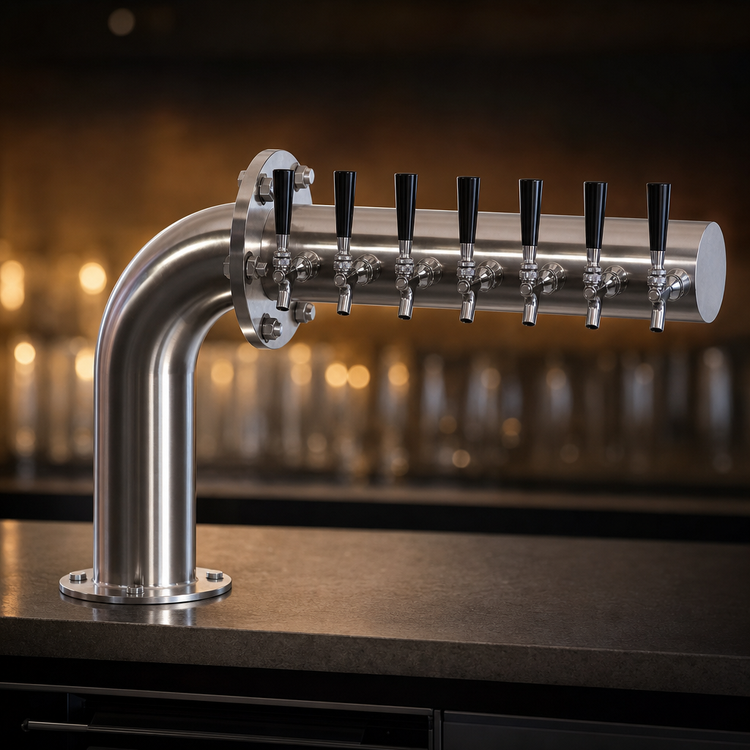 Product image #4 for Perlick L Brew Pipe Countertop Draft Beer Tower, Right-Mount, 8 Faucets, Glycol-Cooled