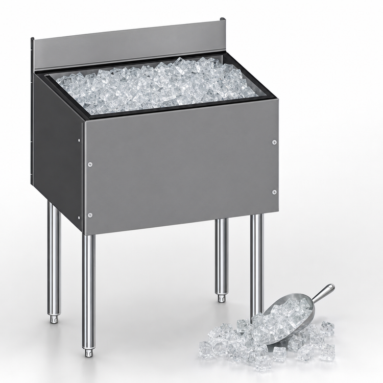 Product image #4 for CHOICE 24-Inch x 19-Inch Underbar Ice Bin, 67 lb. Capacity, Stainless Steel