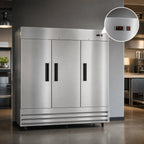 Thumbnail image #5 for Koolmore RIR-3D-SS Three-Section Reach-In Refrigerator, 72 Cu. Ft., 3 Solid Doors, Bottom-Mounted Refrigeration, Stainless Steel