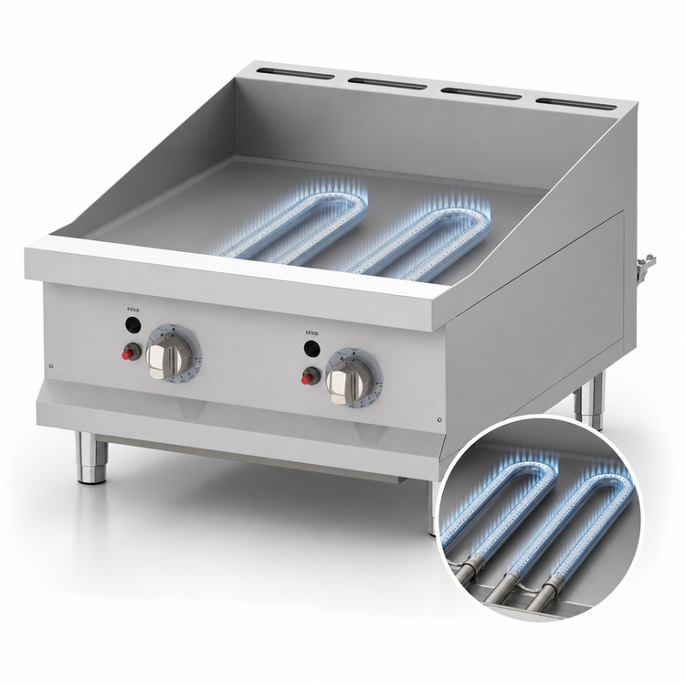 Product image #4 for Eurodib 24-Inch Gas Countertop Griddle with Thermostat Controls and 24 x 20 Smooth Steel Cooking Surface