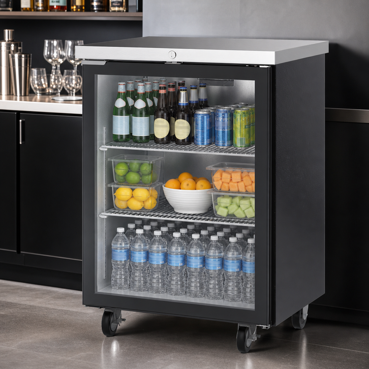 Product image #4 for Beverage Air 24-Inch Food-Rated Back Bar Cooler, 7.66 Cu. Ft., One Glass Door, Rear-Mounted Self-Contained Refrigeration