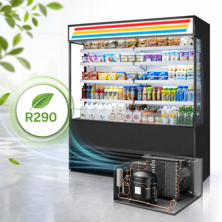 Product image #4 for True 72-Inch Glass-Sided Vertical Open-Air Refrigerated Merchandiser with 8 Adjustable Shelves