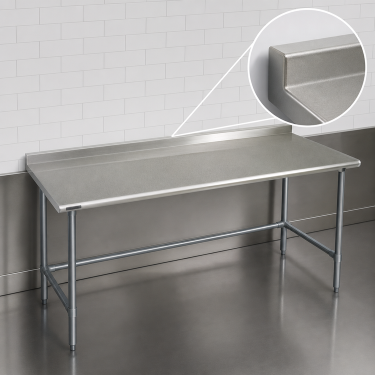 Product image #4 for Spec-Master 144-Inch x 30-Inch Stainless Steel Work Table with 1-1/2-Inch Rear Upturn and Galvanized Tubular Base