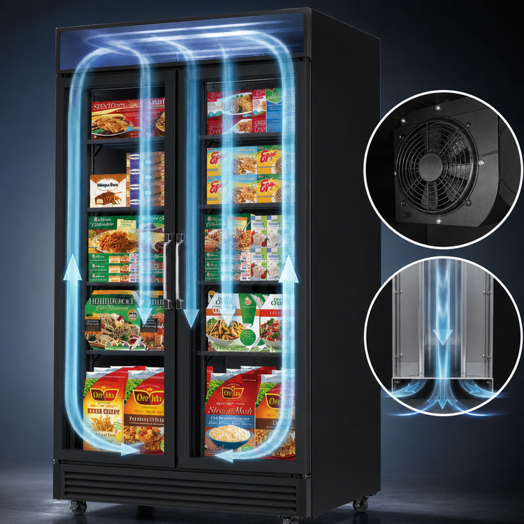 Product image #4 for Everest Refrigeration EMGF36B Two-Section Glass Door Merchandiser Freezer, 36 Cu. Ft., 41-Inch Wide, Bottom-Mounted Self-Contained