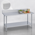 Thumbnail image #4 for Duke 108-Inch Stainless Steel Work Table with 5-Inch Riser and Galvanized Undershelf