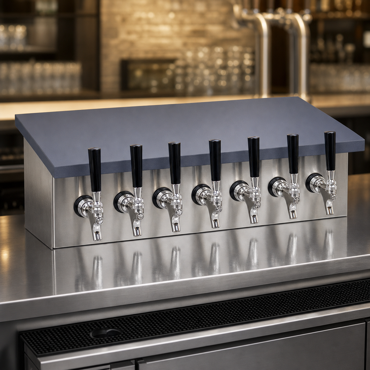 Product image #4 for Glastender Underbar Glycol-Cooled Draft Dispensing Tower with 8 Stainless Steel Faucets