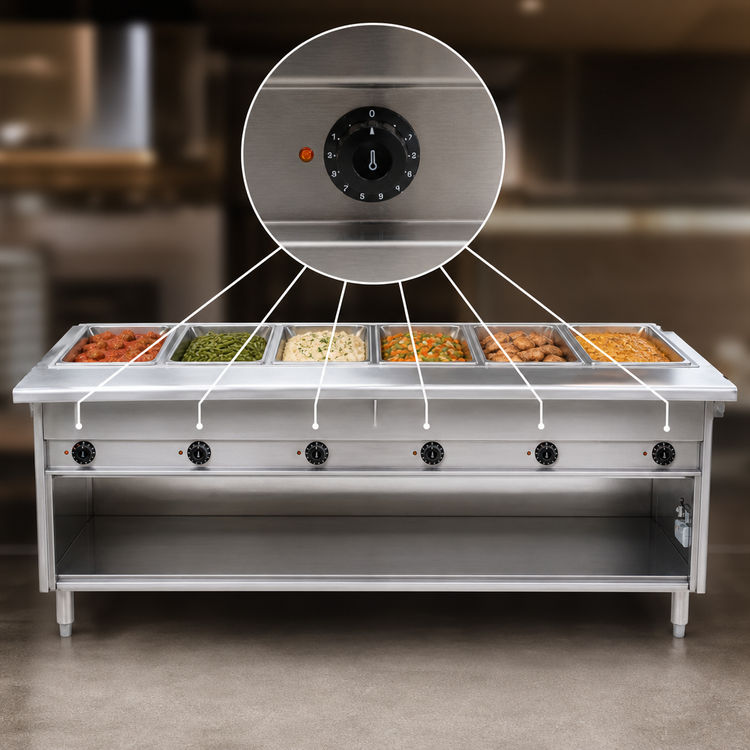 Product image #4 for Spec-Master HT6CB-240-3 Electric Hot Food Table with (6) Wells and Enclosed Base