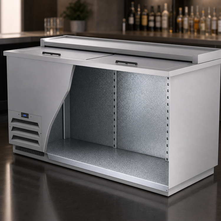 Product image #4 for Beverage-Air Frosty Brew 65-Inch Stainless Steel Flat Top Bottle Cooler with Sliding Lids