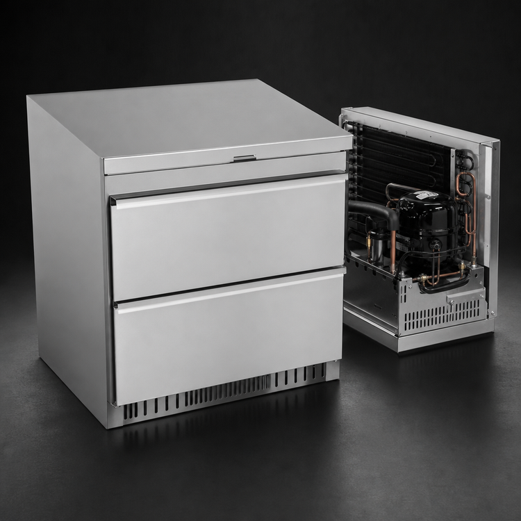 Product image #4 for Randell Custom & Serving 32-Inch Two-Drawer Undercounter Freezer, 8.6 Cu. Ft., Rear-Mounted Self-Contained Refrigeration