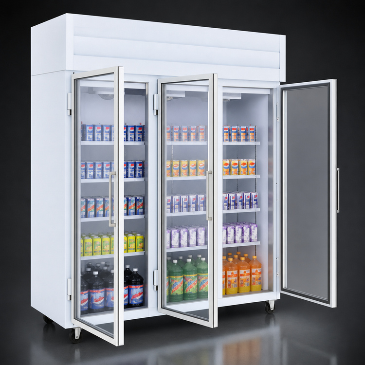 Product image #4 for Howard-McCray GR75-B 75 Cu. Ft. Three-Section Glass Door Refrigerator Merchandiser