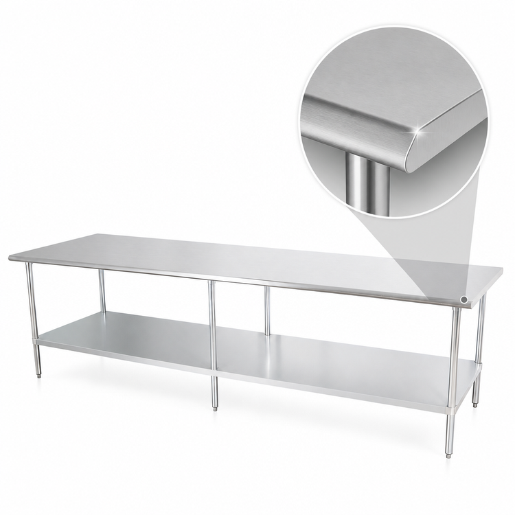 Product image #4 for Sapphire Manufacturing 108 Inch x 14 Inch Stainless Steel Underbar Work Table with Adjustable Undershelf