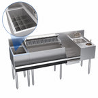 Thumbnail image #5 for Krowne KR24-MX68A Zero-Step Underbar Beverage Workstation, 68-Inch, Stainless Steel, 115-lb Ice Capacity, Dump Sink, Glass Rinser, Speedrail