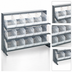 Thumbnail image #4 for Quantum Sloped Bench-Style Pick Rack, 36 Inches Wide, 3 Shelves, 15 Clear Bins Included