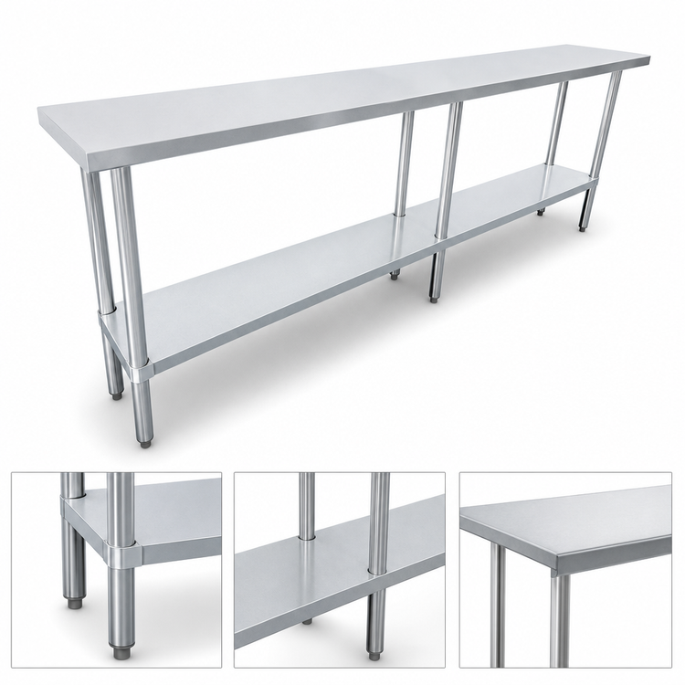 Product image #4 for Sapphire 84-Inch Stainless Steel Worktable with Galvanized Undershelf