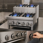 Thumbnail image #4 for Jade Range (Middleby) Supreme JHPE-3-336-F 36-Inch Natural Gas Step-Up Hotplate with 6 Open Burners and Undershelf