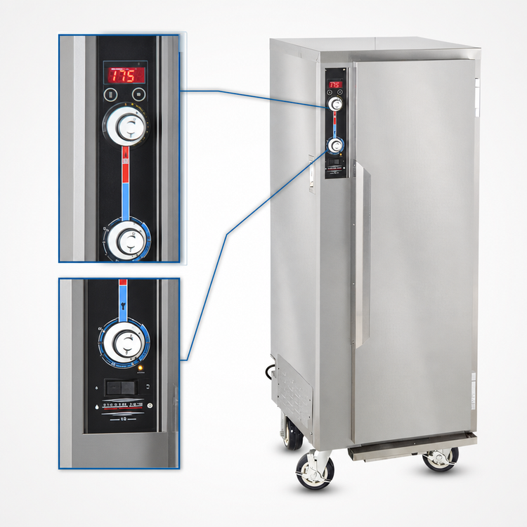 Product image #4 for FWE MT-1220-15 Mobile Moisture-Temp Heated Holding Cabinet, 15 Full-Size Pan Capacity, Stainless Steel
