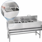 Thumbnail image #4 for Eagle Group Spec-Bar B4-3-L-24 3-Compartment Underbar Sink, 48 x 24 x 37 in, Left Drainboard, 304 Stainless Steel, Includes Faucet
