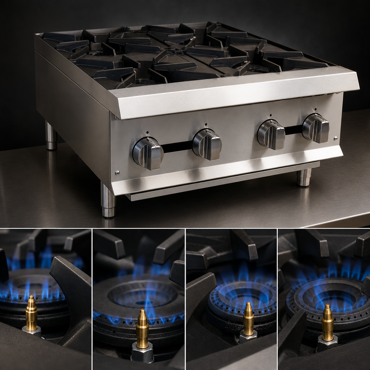 Product image #4 for IKON Cooking 24-Inch Natural Gas 4-Burner Commercial Hot Plate with Legs