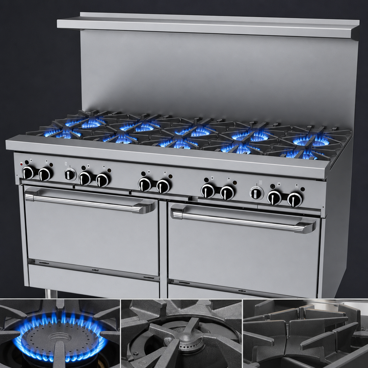 Product image #4 for Garland GFE Starfire Pro 60-Inch Gas Restaurant Range with 10 Open Burners and 2 Standard Ovens