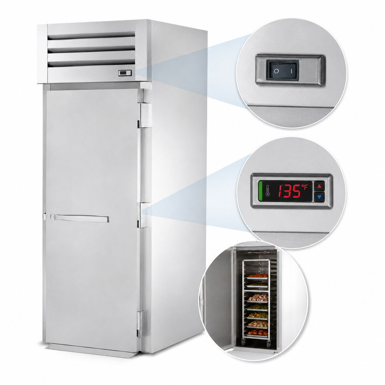 Product image #4 for True SPEC SERIES Roll-Thru Heated Cabinet, One-Section, 89 Inch High, Solid Swing Doors, Stainless Steel Front & Rear