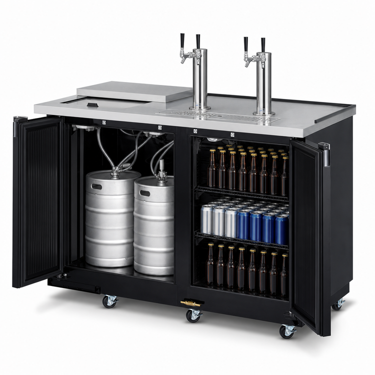 Product image #4 for Turbo Air Super Deluxe Club Top Beer Dispenser, 2 Half-Barrel Capacity, Black Vinyl Exterior, 2 Columns