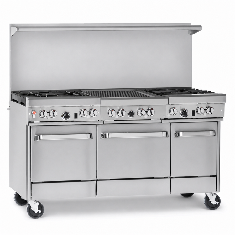 Product image #4 for Southbend Ultimate 60-Inch Commercial Gas Restaurant Range with 4 Open Burners, 36-Inch Charbroiler, Standard Oven, and Cabinet Base