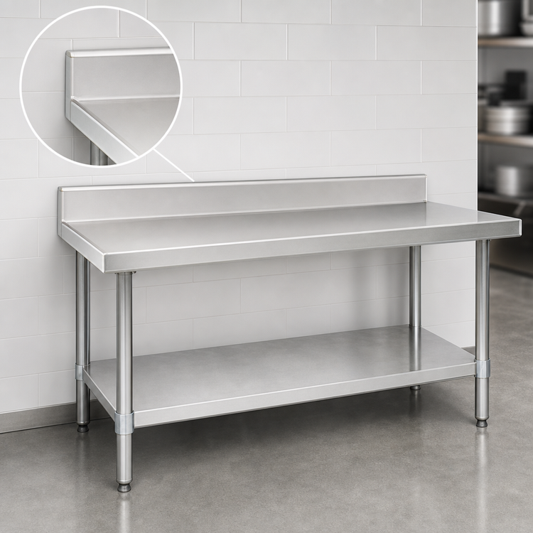 Product image #4 for Spec-Master Marine Series 108-Inch x 24-Inch Stainless Steel Work Table with 4-1/2-Inch Backsplash and Undershelf