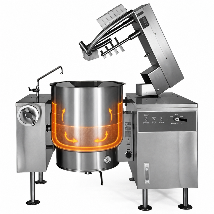 Product image #4 for Crown ELTM-100 100 Gallon Electric 2/3 Steam Jacketed Tilting Mixer Kettle