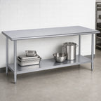 Thumbnail image #4 for Duke Manufacturing 316S-30144 Stainless Steel Work Table, 144"W x 30"D, Open Base with Undershelf, Flat Top