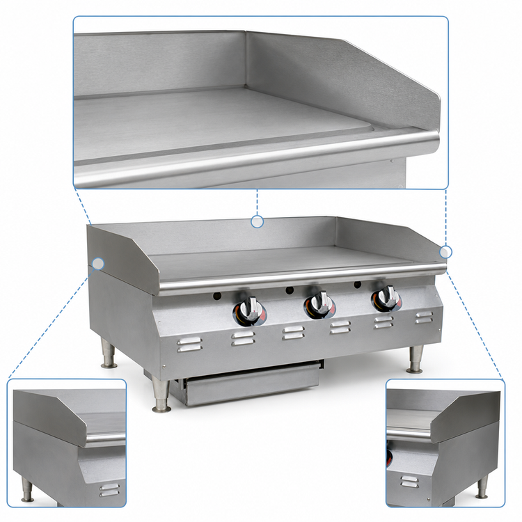 Product image #4 for RedHots CLAGGDTS-36-NG Chef's Line 36 Inch Countertop Natural Gas Griddle with 3/4 Inch Plate