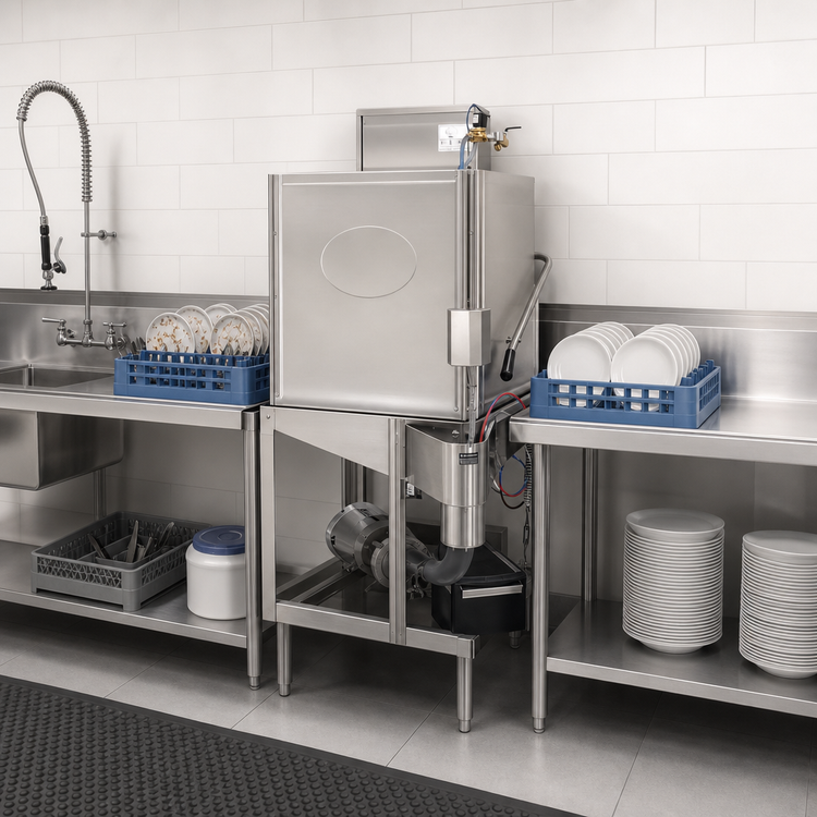 Product image #5 for CMA Dishmachines Energy Mizer Straight-Thru Door-Type Dishwasher, Low-Temp Chemical Sanitizing, 40 Racks/Hour