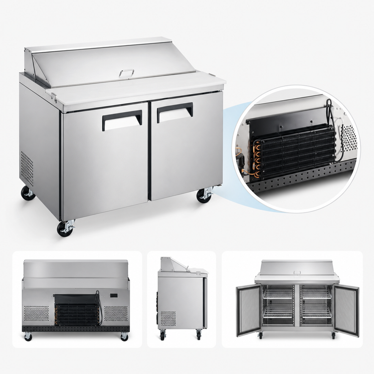 Product image #4 for Hurakan by Equip.me 47-Inch 2-Door Refrigerated Sandwich Prep Table