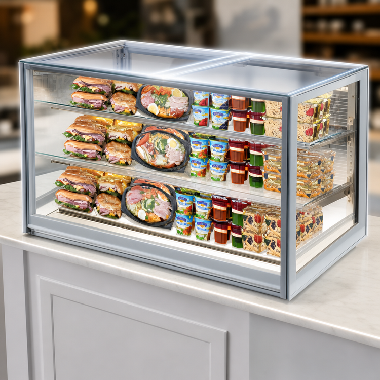 Product image #4 for Italian Glass Series 36 Inch Drop-In Refrigerated Counter Display Case with 3-Tier Adjustable Shelves