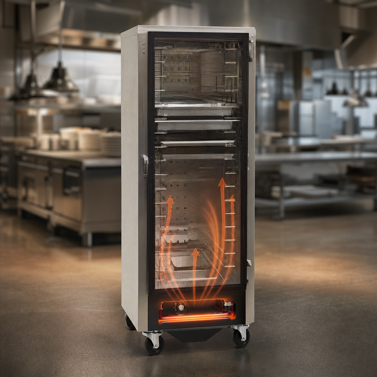 Product image #4 for hotLOGIX HL3-14 One-Compartment 3/4-Height Insulated Aluminum Heated Holding Cabinet with Glass Door, 28 Pan Capacity