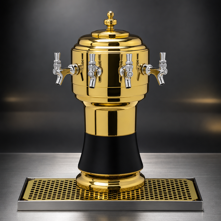 Product image #4 for Glastender Zeus 4-Faucet Air-Cooled Countertop Draft Dispensing Tower, Mirror Finish