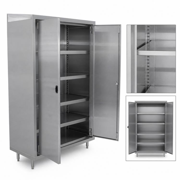 Product image #5 for John Boos 36-Inch Wide Stationary Upright Underbar Storage Cabinet with Sloped Top, Locking Hinged Doors, and 4 Adjustable Shelves