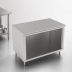 Thumbnail image #4 for John Boos 4CO4-2472 72" x 24" Stainless Steel Work Table with Open-Front Cabinet Base, 14-Gauge 300-Series Flat Top