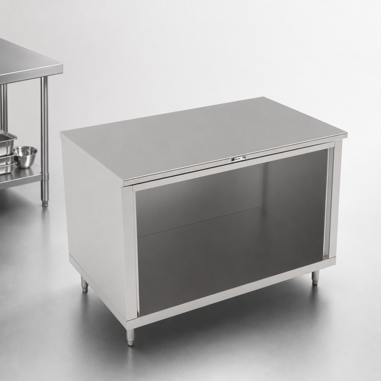 Product image #4 for 72" x 24" Stainless Steel Flat Top Work Table with Open Front Cabinet Base