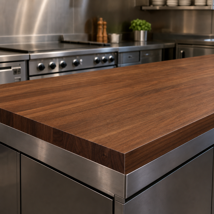 Product image #4 for Boos Block American Black Walnut Edge Grain Kitchen Countertop, 132 x 42 x 2-1/4 Inches, Flat, No Backsplash