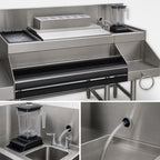 Thumbnail image #4 for Eagle Group Spec-Bar CCS-66-2 66" Stainless Steel Underbar Ice Bin/Cocktail Station with Blender Sink, 150 lb. Ice Capacity, 6" Backsplash