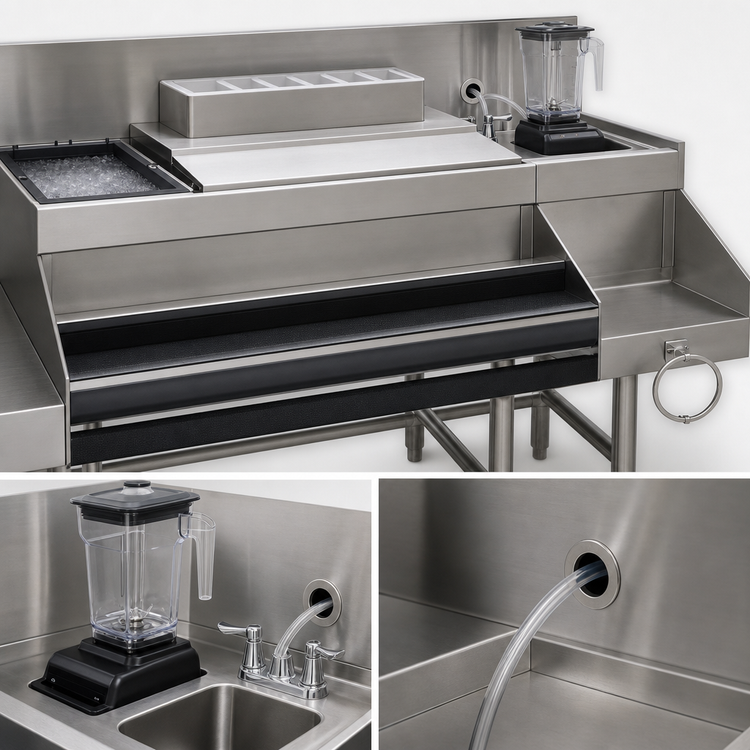 Product image #4 for Spec-Bar CCS-66-2 66" Underbar Ice Bin/Cocktail Station with Blender Station